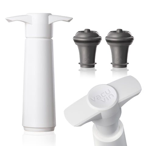 Vacuvin Original Wine Saver pump in action seals the bottle to preserve freshness.