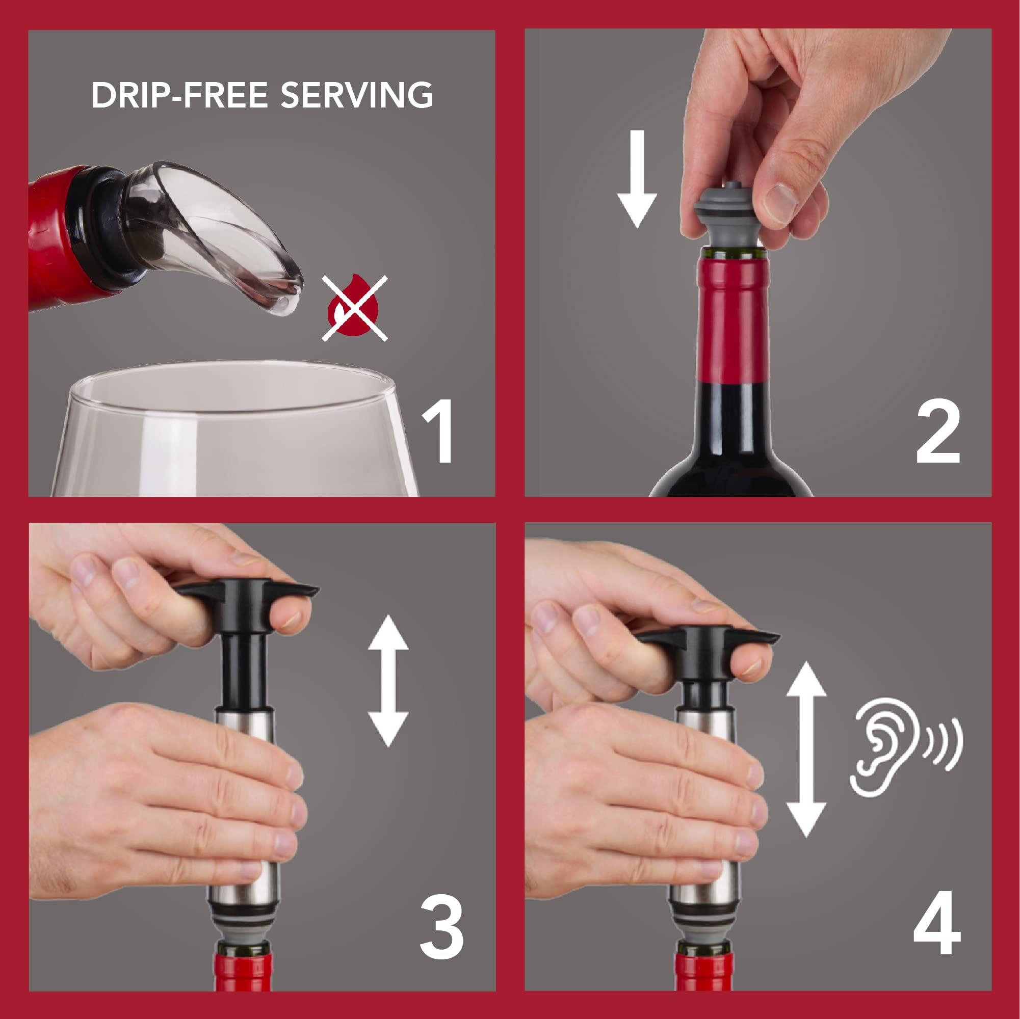 Vacuvin drip-free pour spout keeps surfaces clean