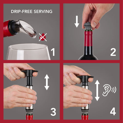Vacuvin drip-free pour spout keeps surfaces clean