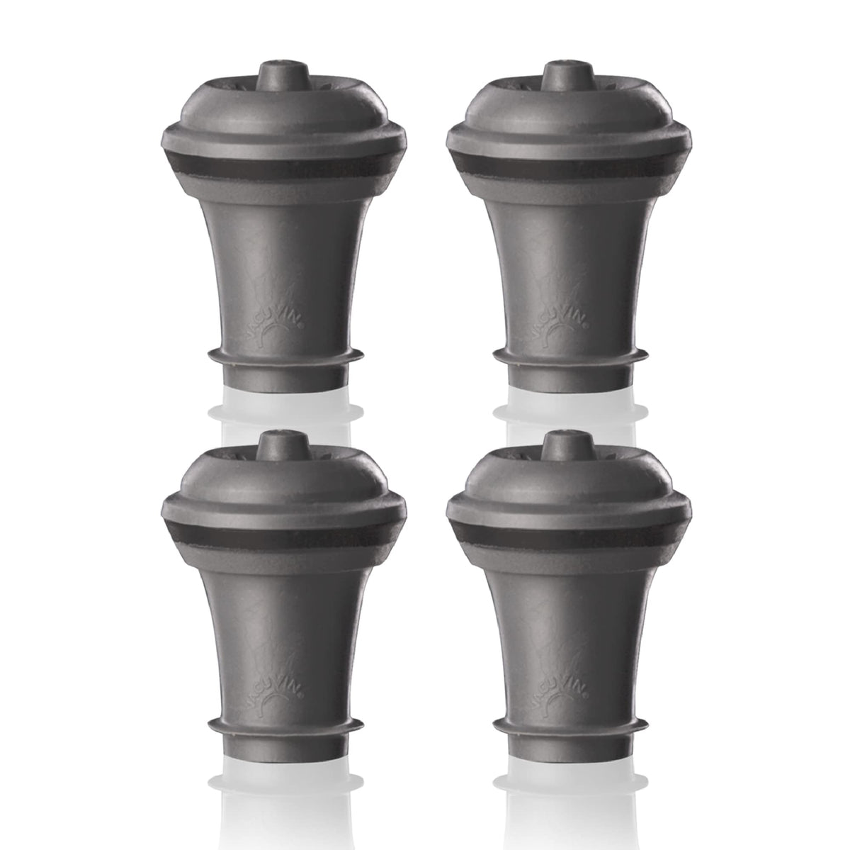 Vacu Vin Wine Saver gray stopper set seals a bottle to preserve freshness up to 10 days.