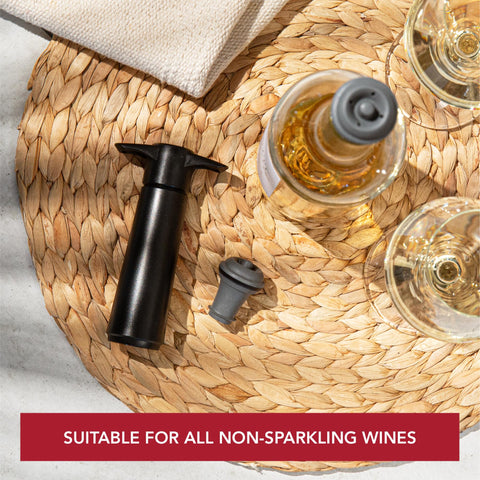 Vacuvin stoppers packaging display highlighting easy storage
