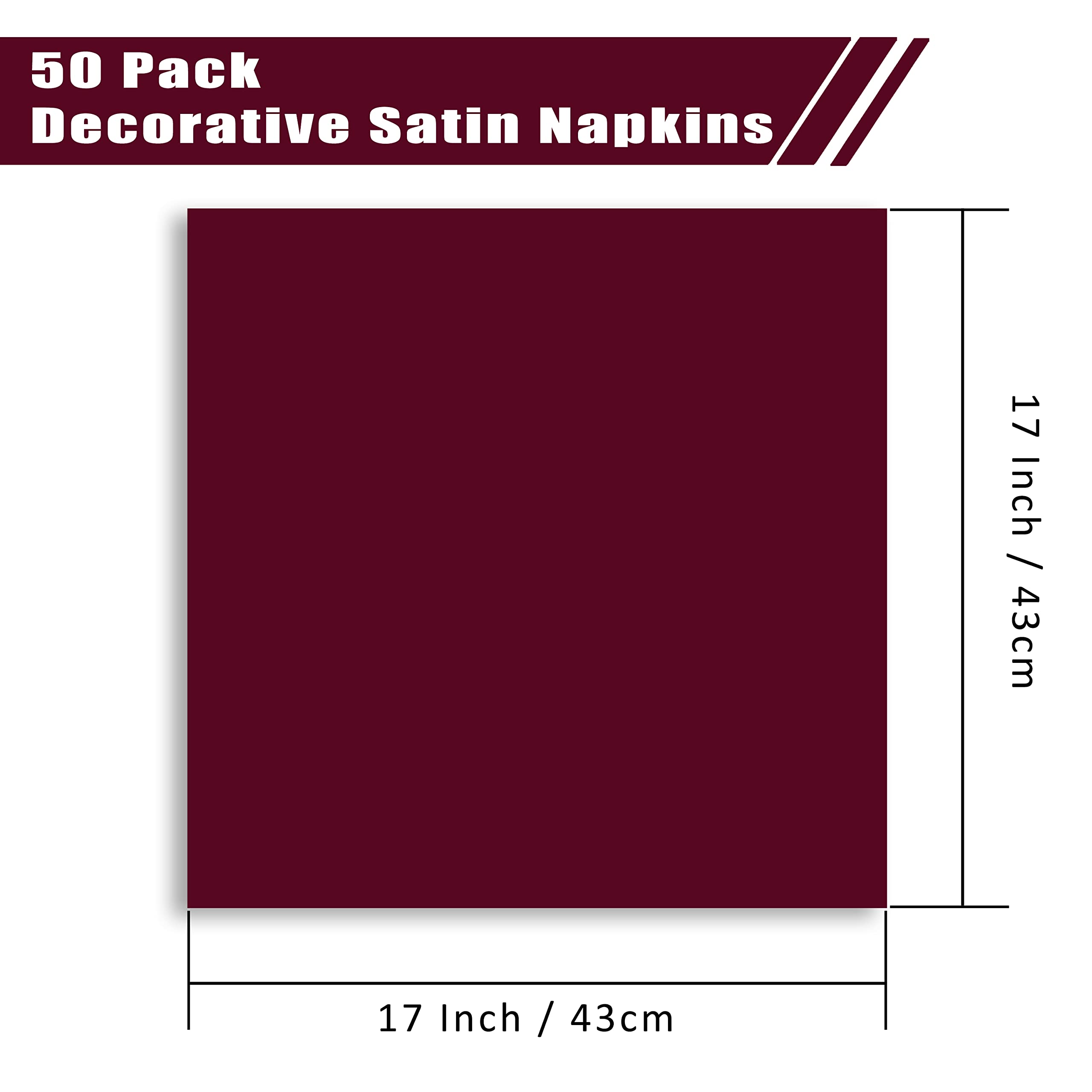 Napkins beside a wedding table setting with a charger and burgundy color.