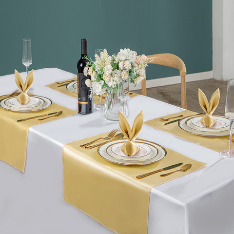 VACVELT satin napkins on a dining table creating a refined scene