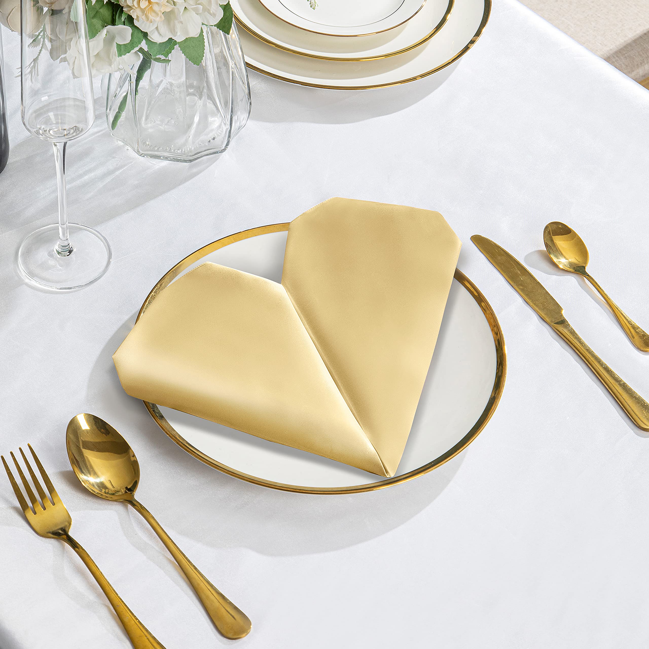 VACVELT white satin napkins 20x20 for clean, modern table settings at any event.