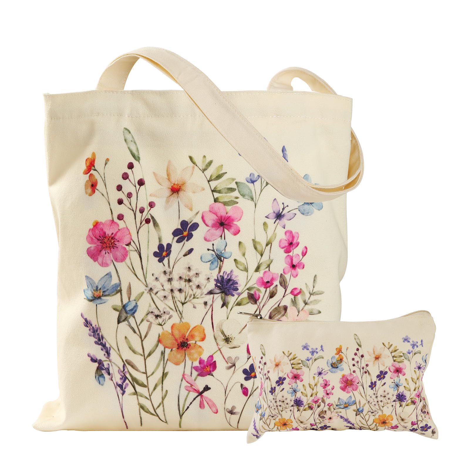 VADOO canvas tote with floral zipper keeps valuables secure during everyday errands.