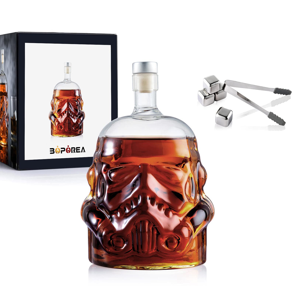 Vaduz whiskey decanter bottle with reusable stones for cooling without flavor change