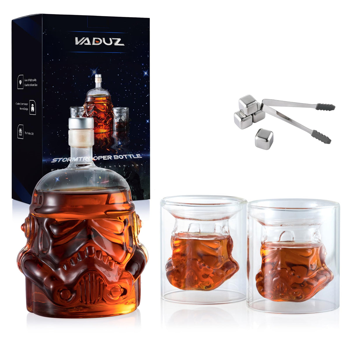 Vaduz whiskey decanter set with two glasses for stylish entertaining