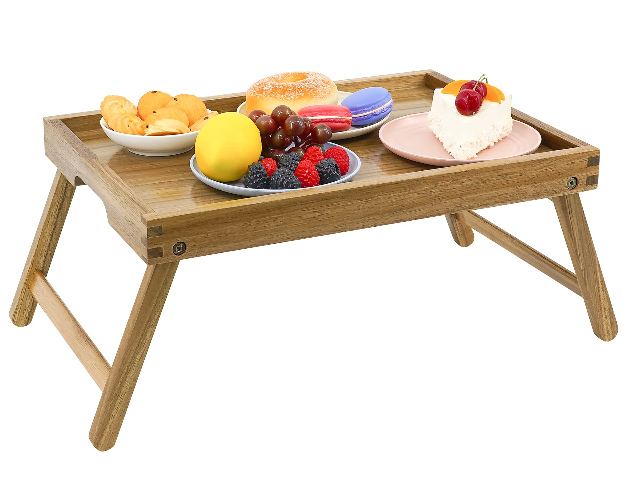 VaeFae Acacia Bed Tray with surrounding lip prevents spills