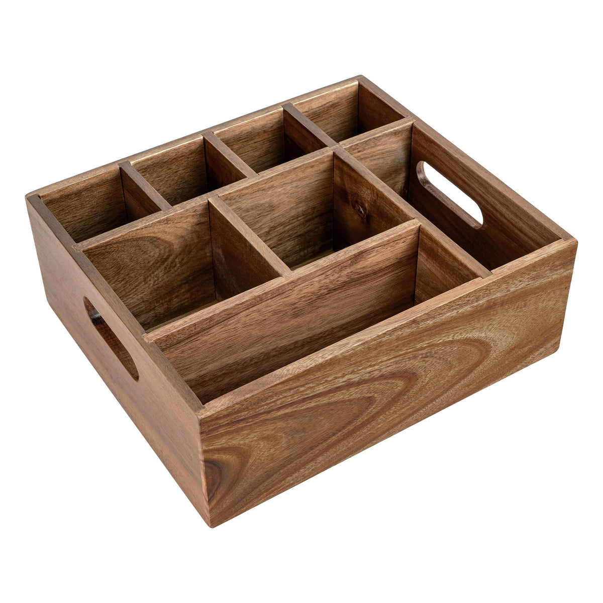 VaeFae Acacia Wood Caddy Organizer holds napkins for a tidy kitchen.