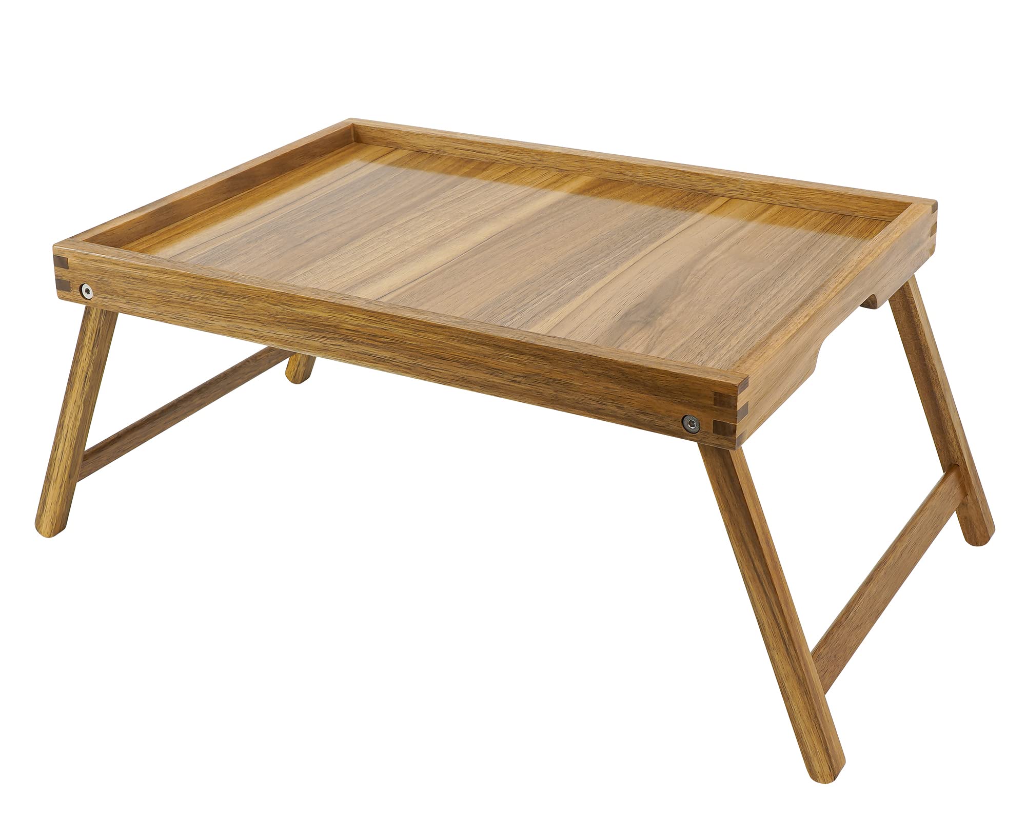 VaeFae Acacia Bed Tray with folding legs for easy setup and compact storage.