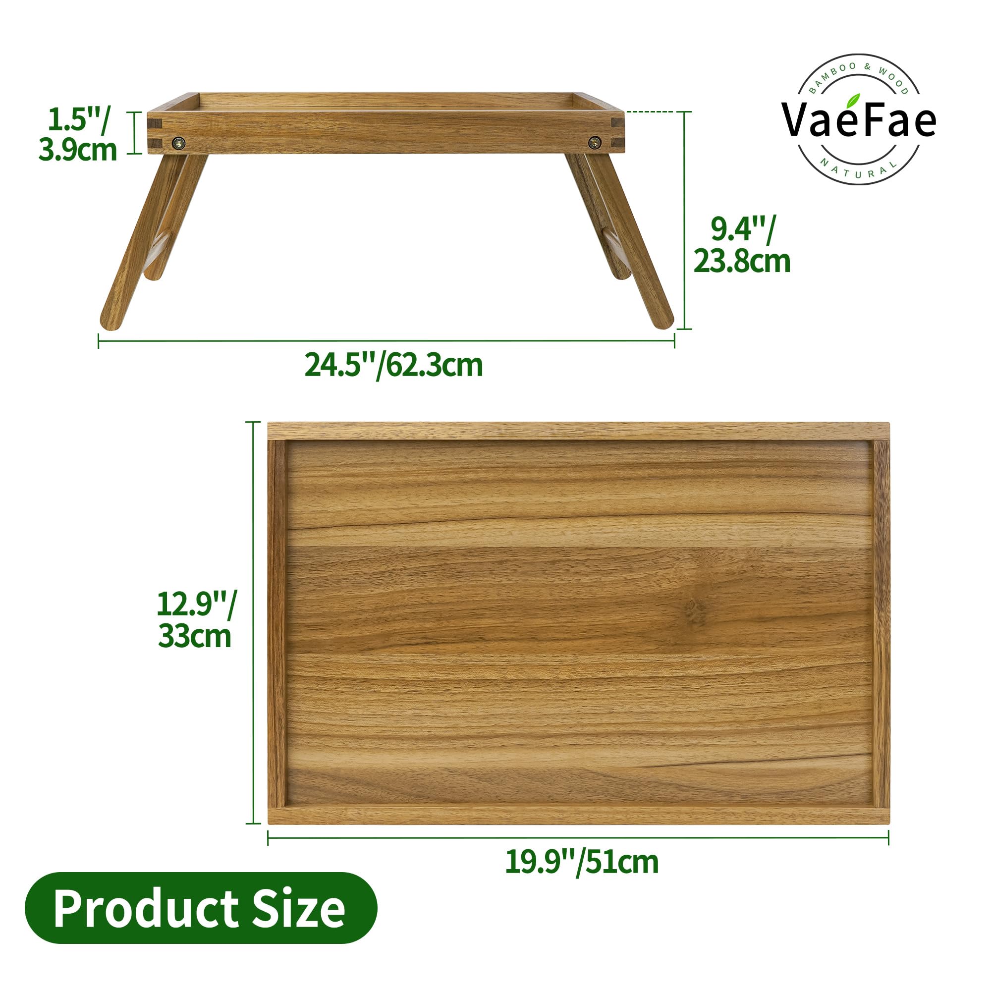 VaeFae Acacia bed tray laptop-use surface for working comfortably in bed.