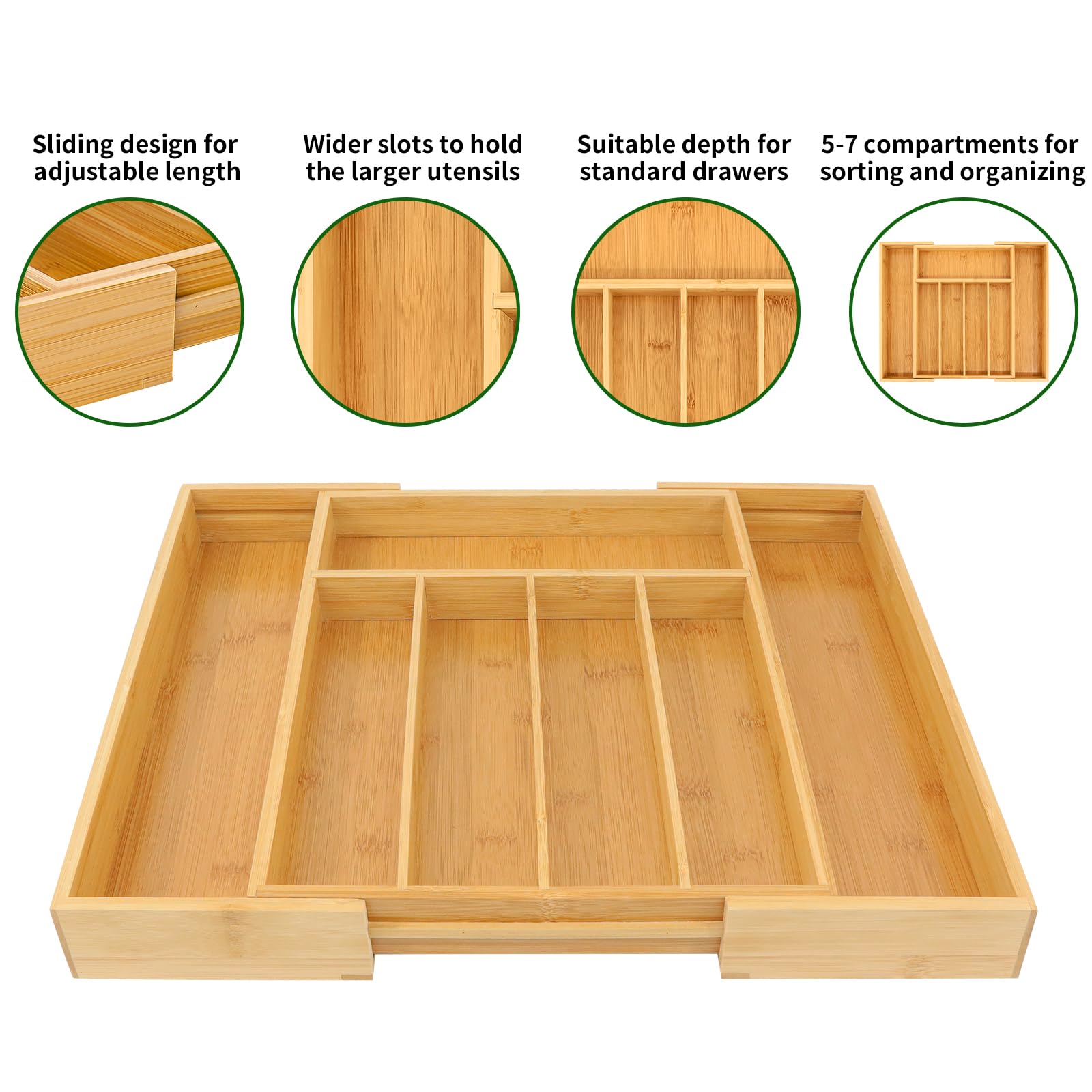 VaeFae bamboo silverware tray closeup highlights natural finish and secure edges