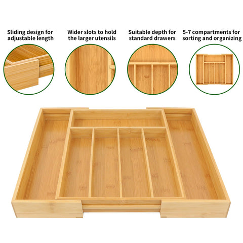 VaeFae bamboo silverware tray closeup highlights natural finish and secure edges