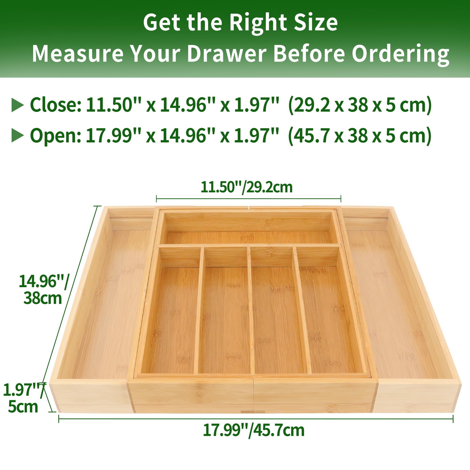 VaeFae expandable drawer organizer in-drawer display fits slim spaces