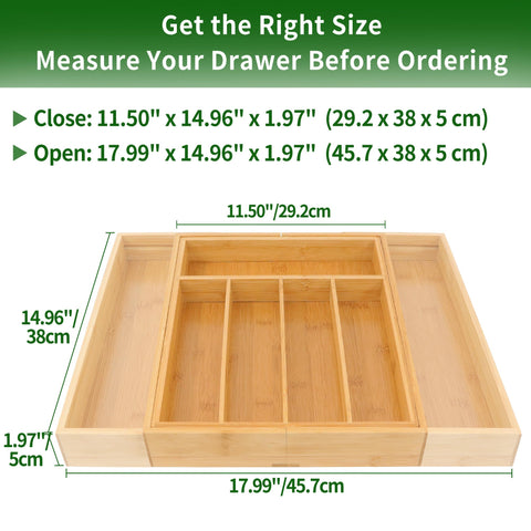 VaeFae expandable drawer organizer in-drawer display fits slim spaces