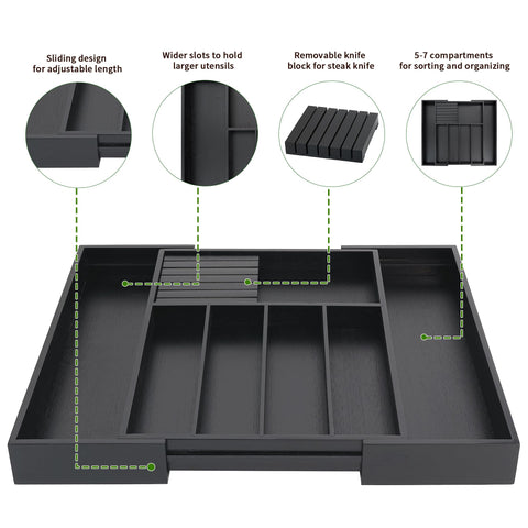 VaeFae large compartments keep forks, spoons, and spatulas organized.