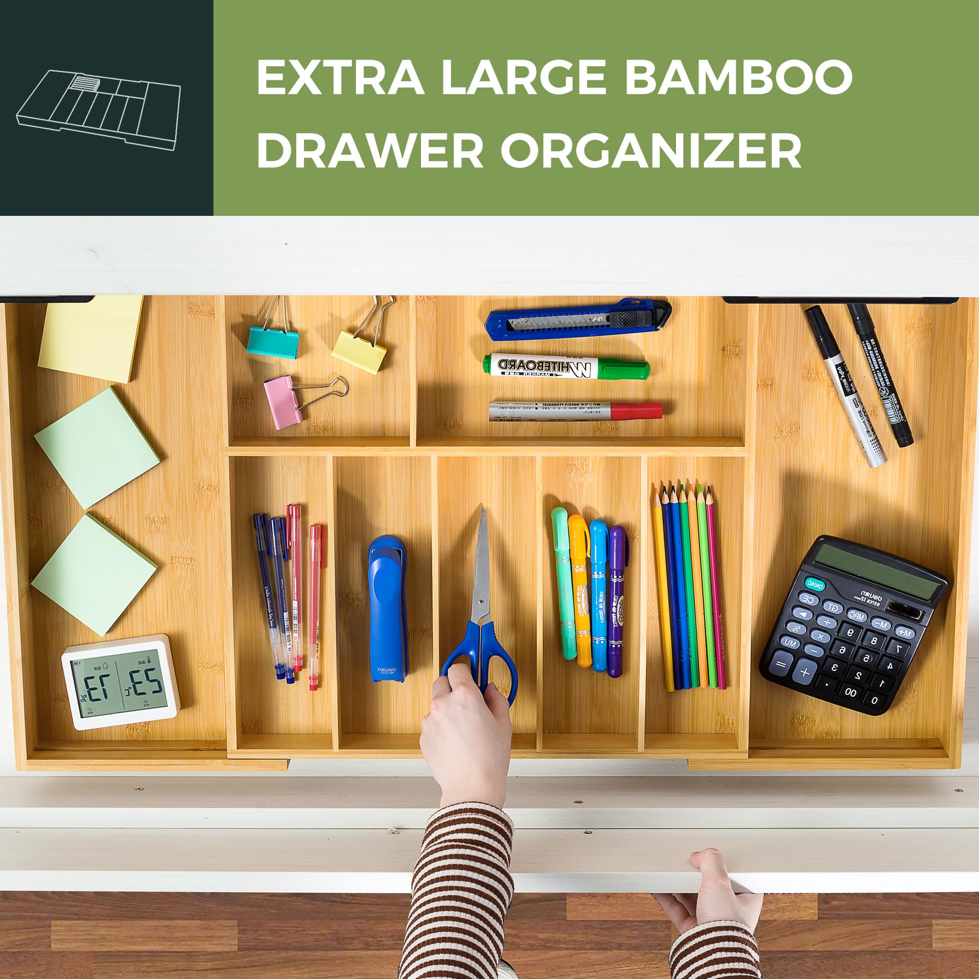 VaeFae multifunctional organizer used for jewelry, stationery and more in a drawer.