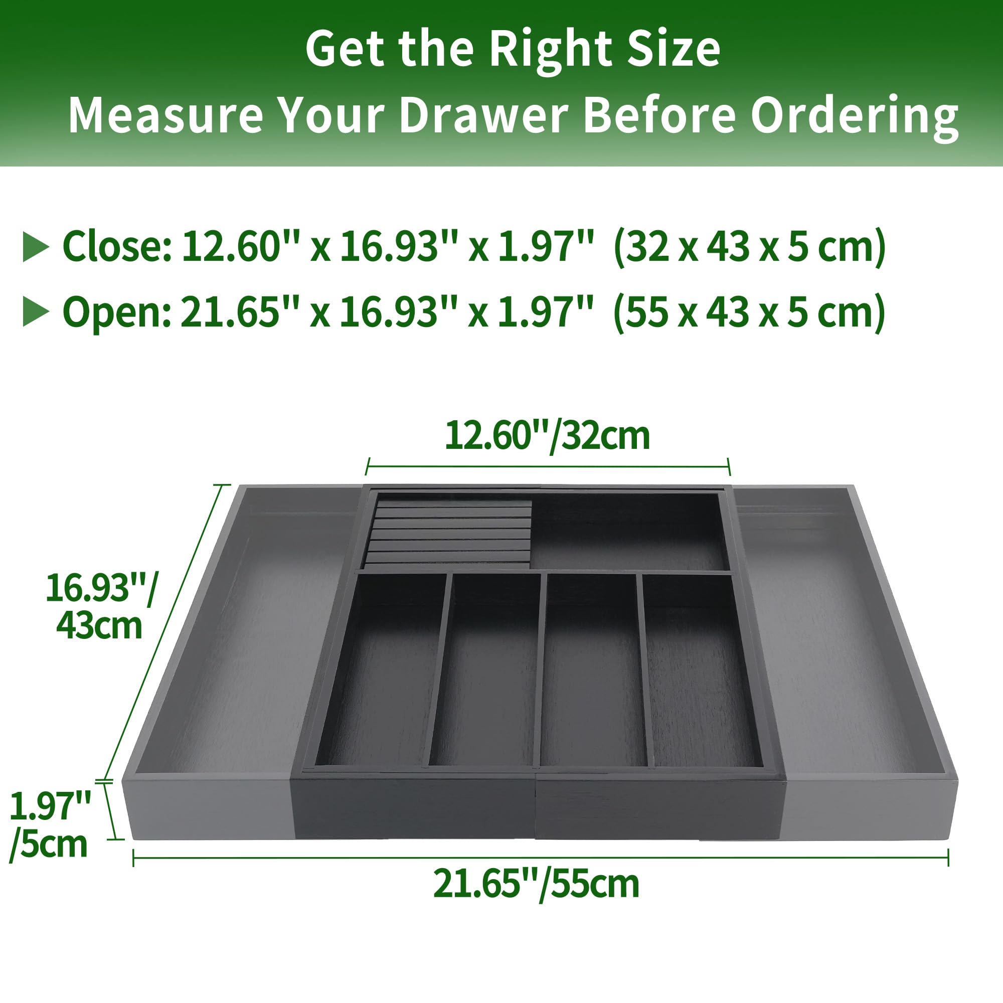 VaeFae removable knife block safely stores knives within the organizer.