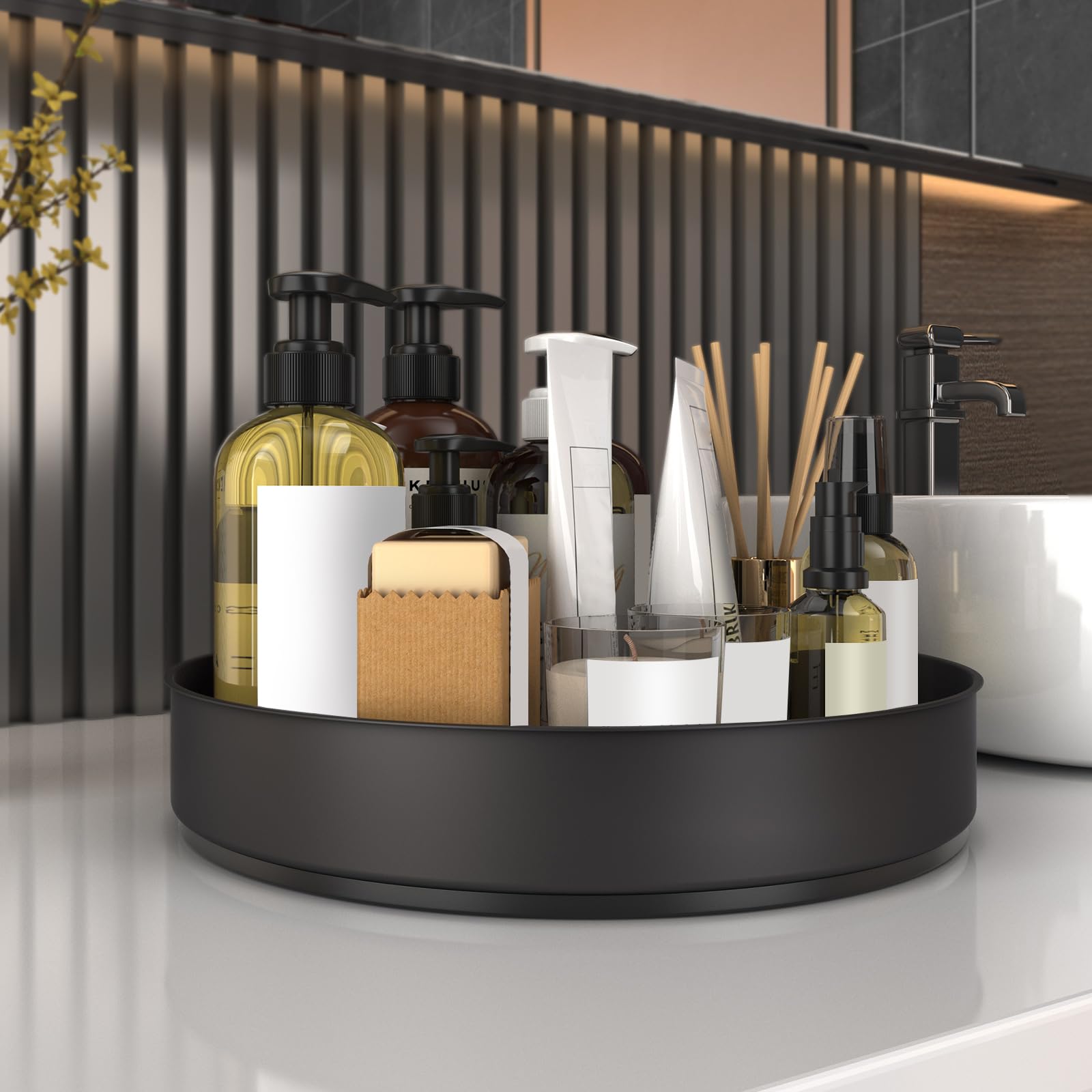 VAEHOLD Lazy Susan desk storage keeps office supplies within easy reach.