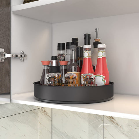 VAEHOLD Lazy Susan fridge organizer makes fruits and beverages easy to grab.
