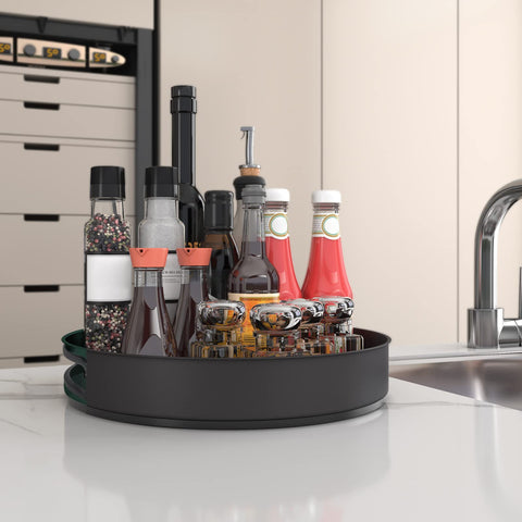 VAEHOLD Lazy Susan makeup container keeps cosmetics organized and accessible.
