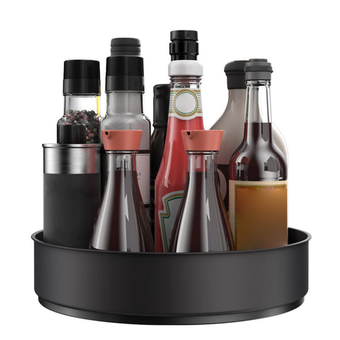 VAEHOLD Lazy Susan stainless steel turntable for spice rack keeps bottles within easy reach.