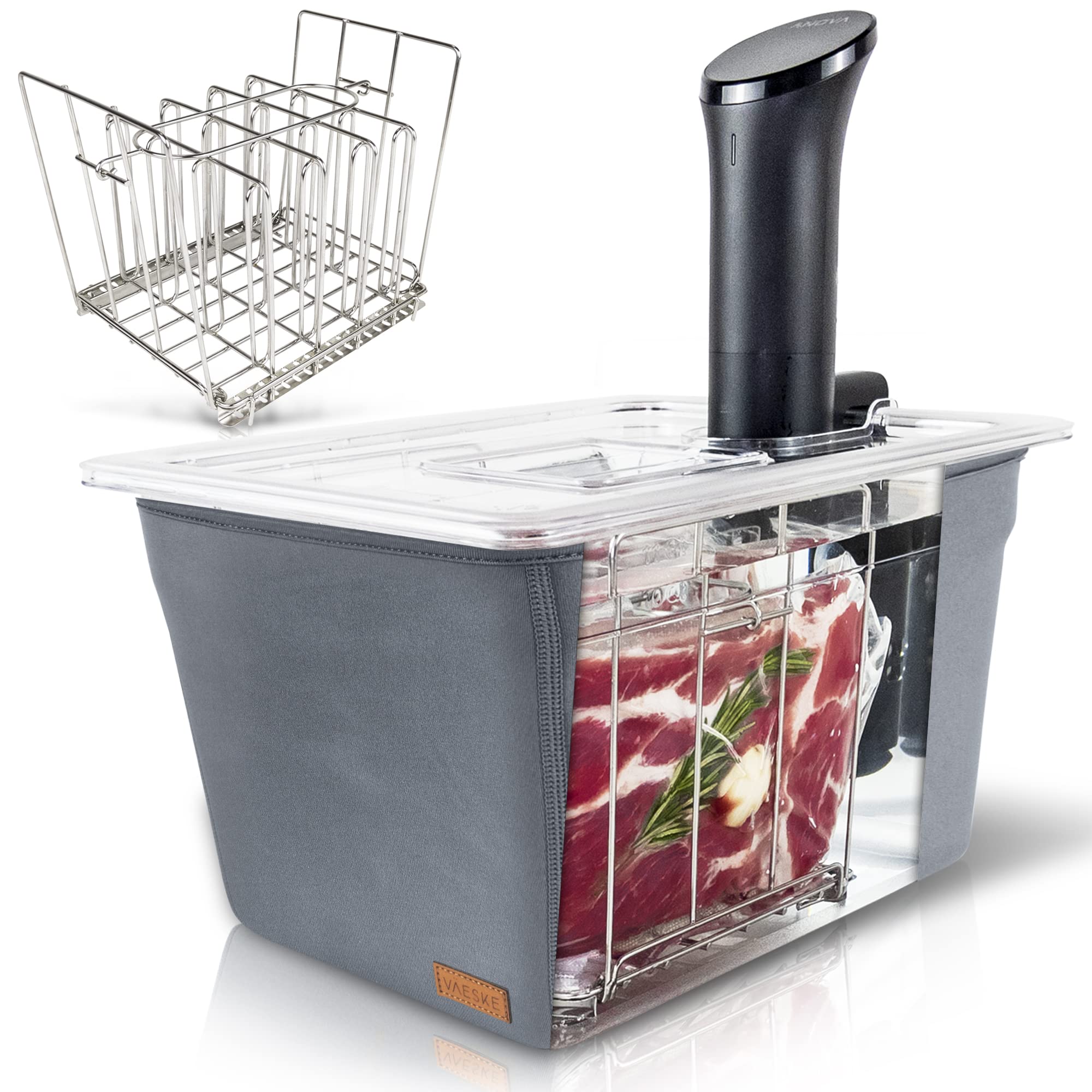 Väeske 12-qt insulated sous vide container with lid and rack for steady heat control