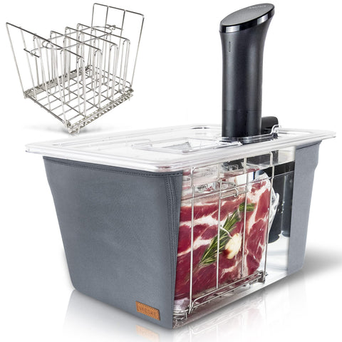 Väeske 12-qt insulated sous vide container with lid and rack for steady heat control