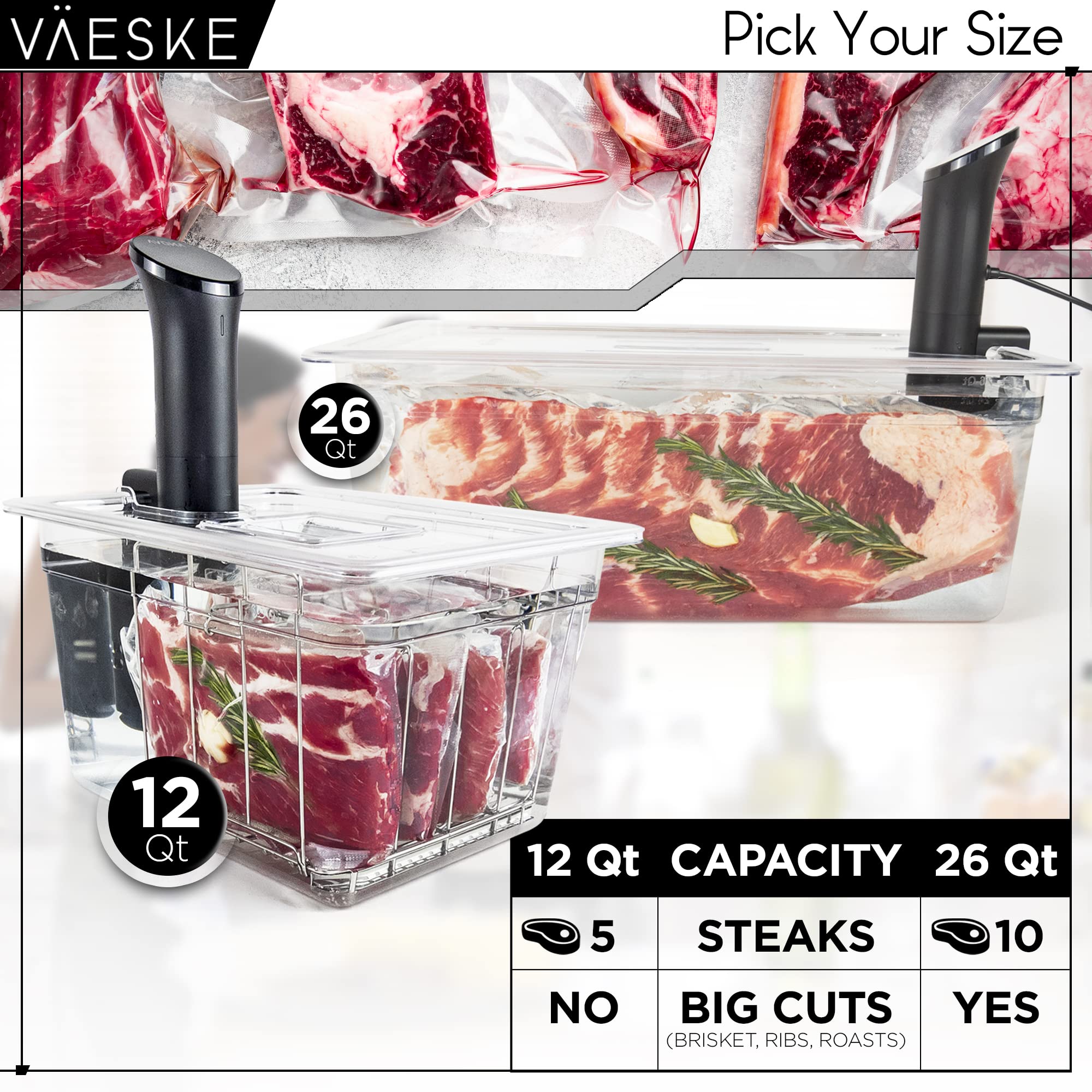 Väeske compact 12-quart sous vide container suitable for family meals