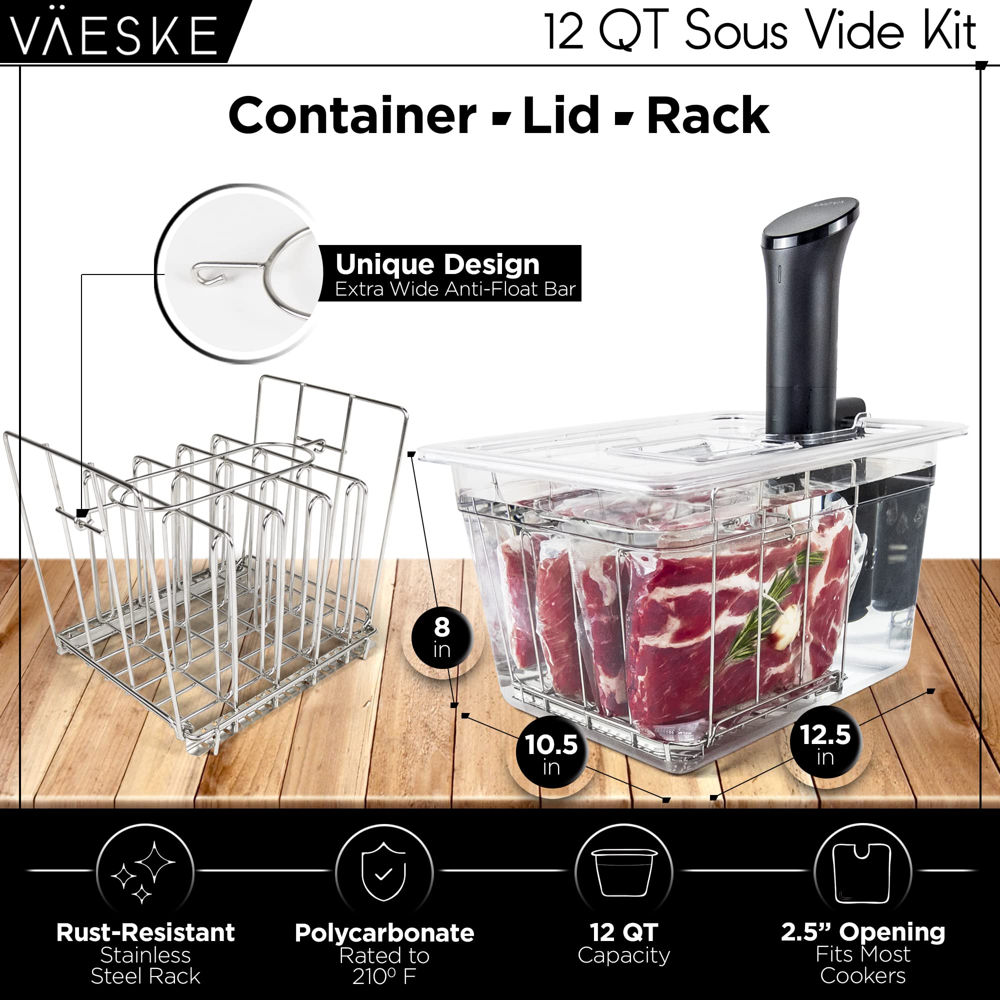 Väeske neoprene insulation sleeve on sous vide container protects countertops