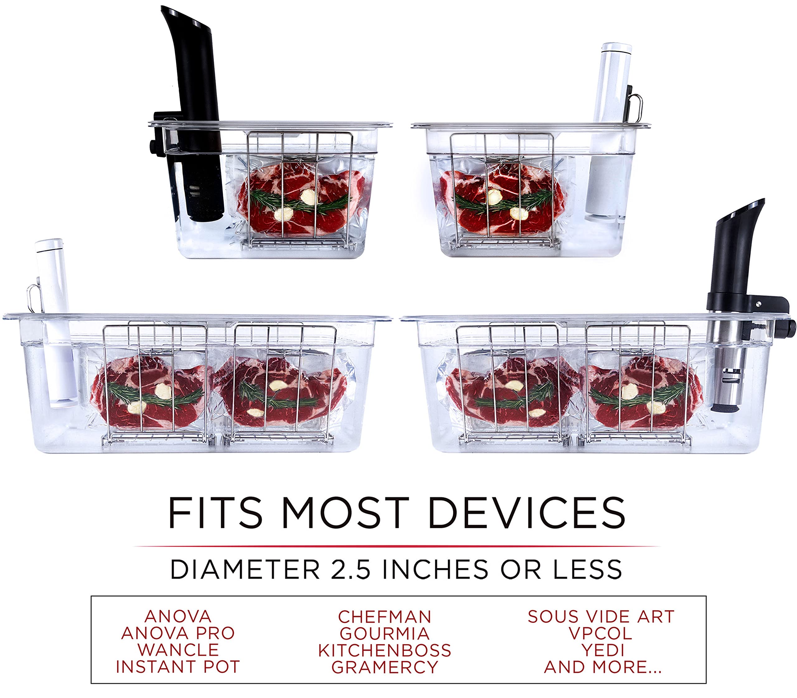 Vaeske stainless-steel rack assembly for 26 qt container ensures even cooking.
