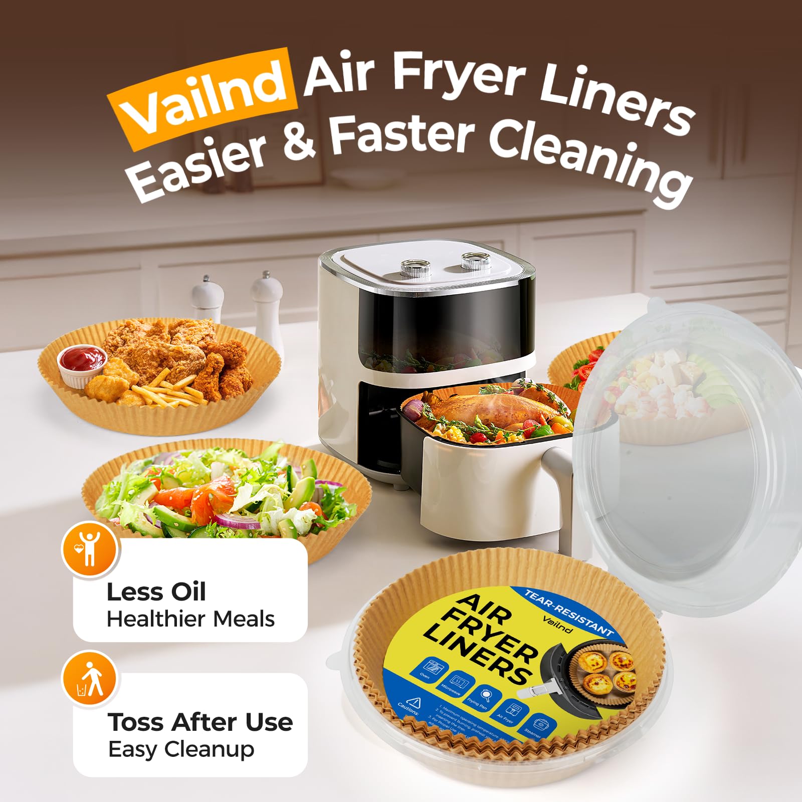 Vailnd non-bleached BPA-free parchment for safer baking.