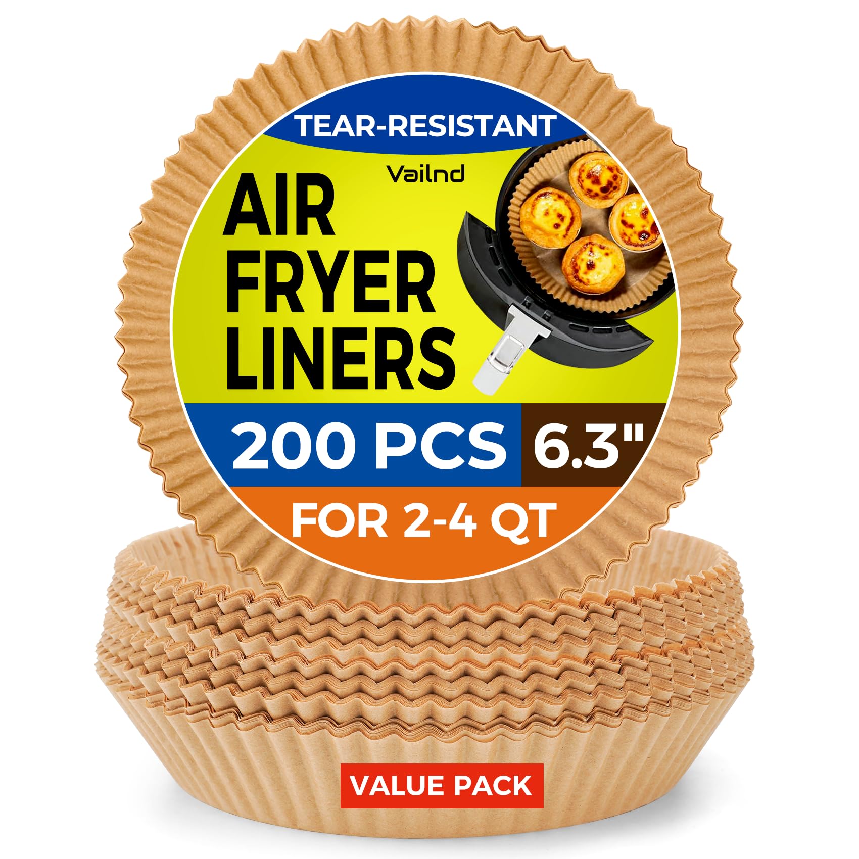 Vailnd air fryer liner, 6.3-inch bottom diameter, keeps Ninja AF101 basket clean