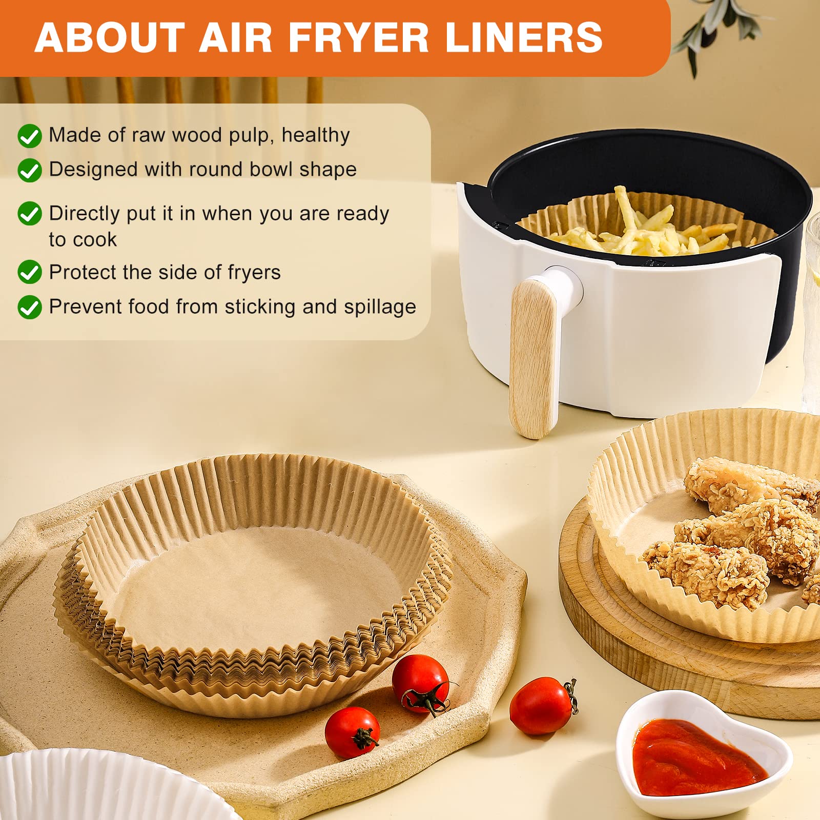 Vailnd liner is grease-proof and non-stick to protect the air fryer interior