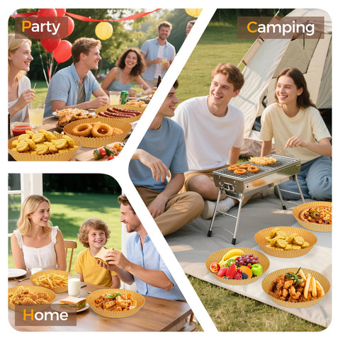 Vailnd round-bowl-shaped liners reduce sticking for easy cleanup.