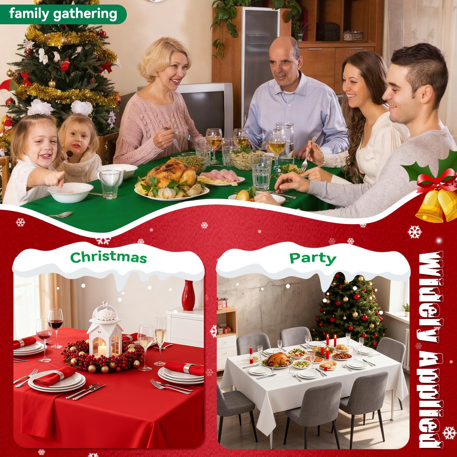 VAIPI 15-pack tablecloths ideal for family dinners and holiday events.
