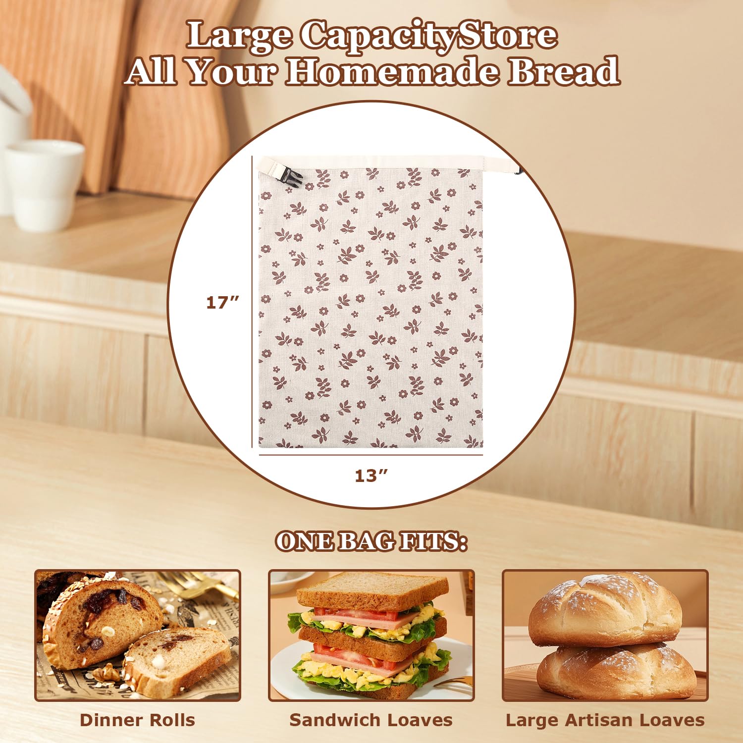 VAKEEN bread bag on a picnic setup for portable sourdough storage