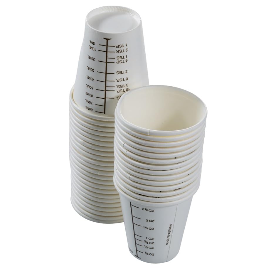 125-count Vakly pack of wax-coated graduated cups.