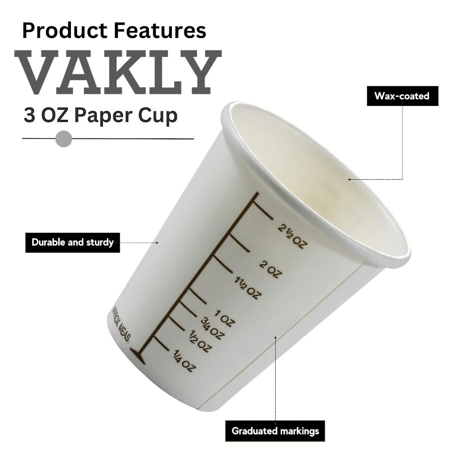 Vakly cup filled to the top showing its 3 oz capacity.