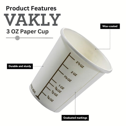 Vakly cup filled to the top showing its 3 oz capacity.