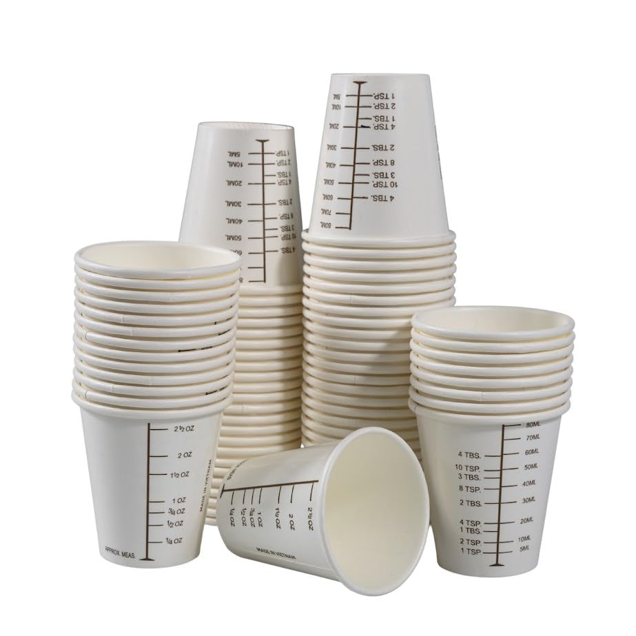 Kitchen and drink mixing using Vakly 3oz measurement cups.