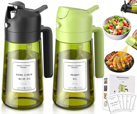 Vakoo 2-in-1 oil sprayer in dark glass for precise spray and pour