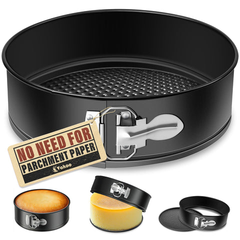 Vakoo springform pan outer view highlighting sturdy latch and even heat performance.