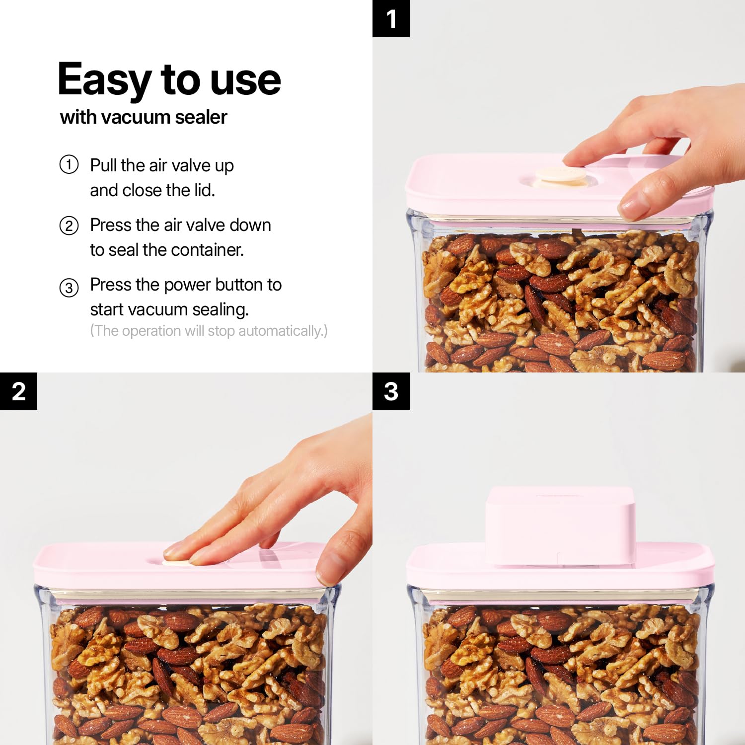 VAKUEN Rose Square clear plastic offers easy content visibility.