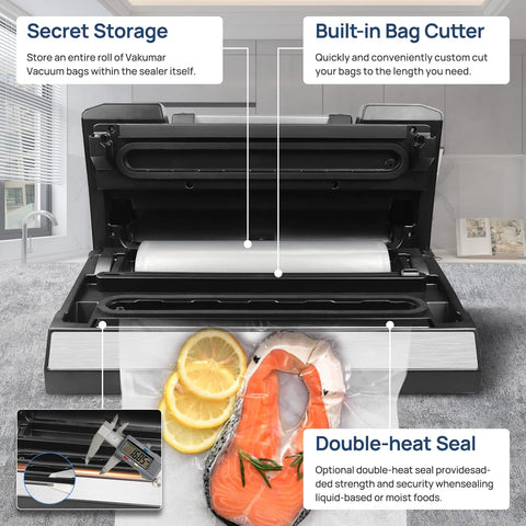 Vakumar double-heat seal closeup demonstrates strong preservation for liquids.