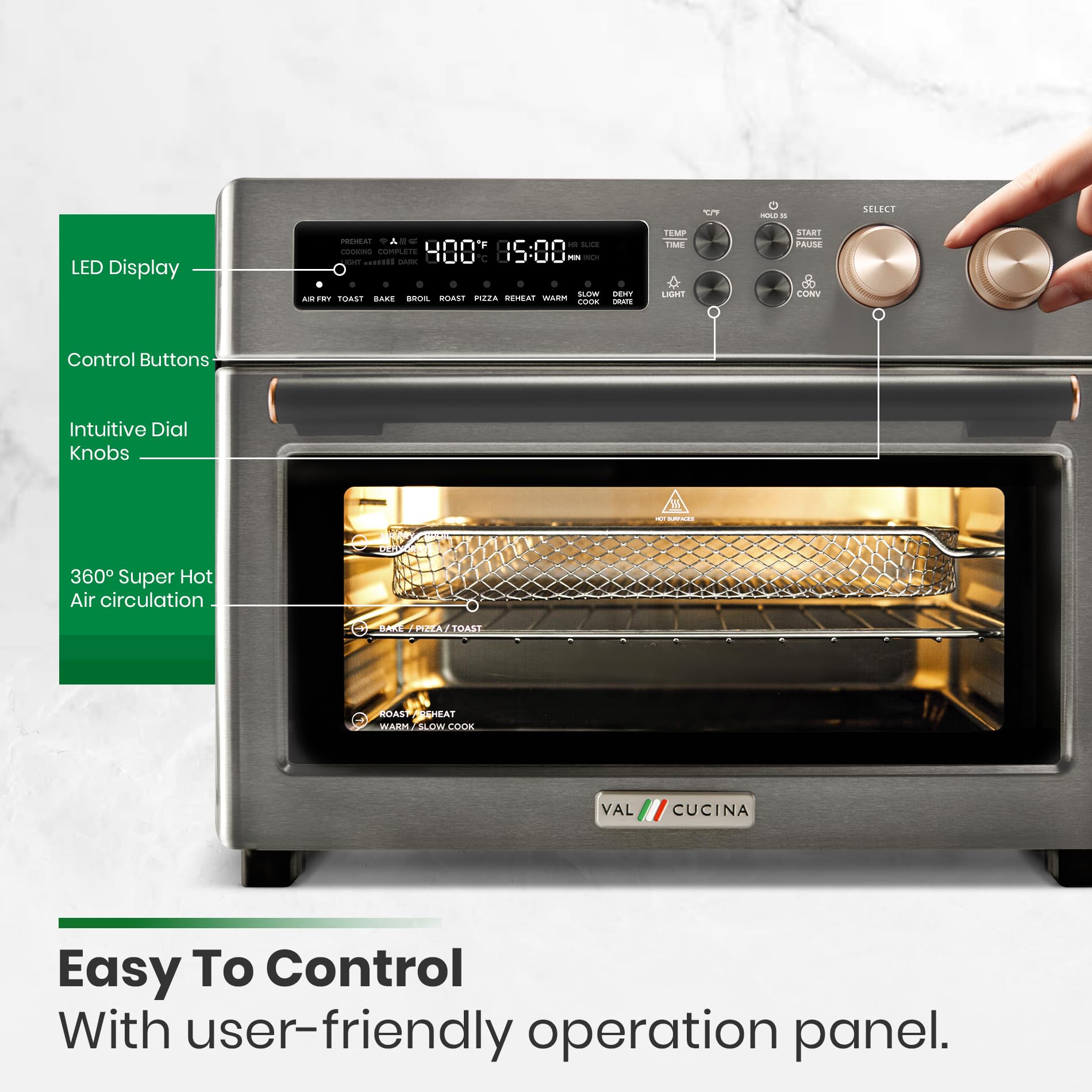 VAL CUCINA 12-inch pizza fits comfortably inside the oven
