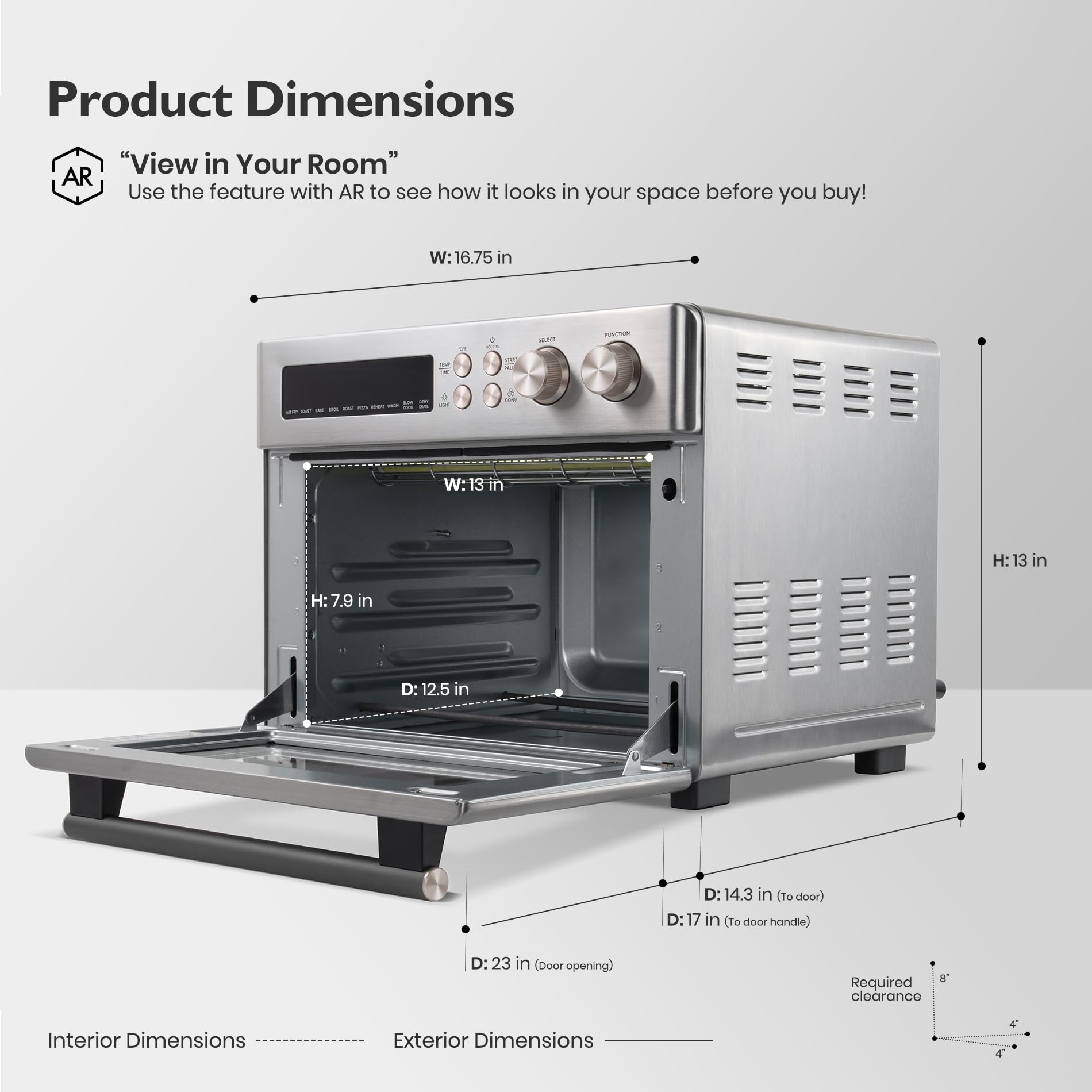 VAL CUCINA infrared air fryer toaster oven digital panel enables precise settings.