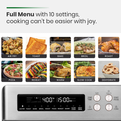 VAL CUCINA infrared air fryer toaster oven enamel tray included for easy cleanups.