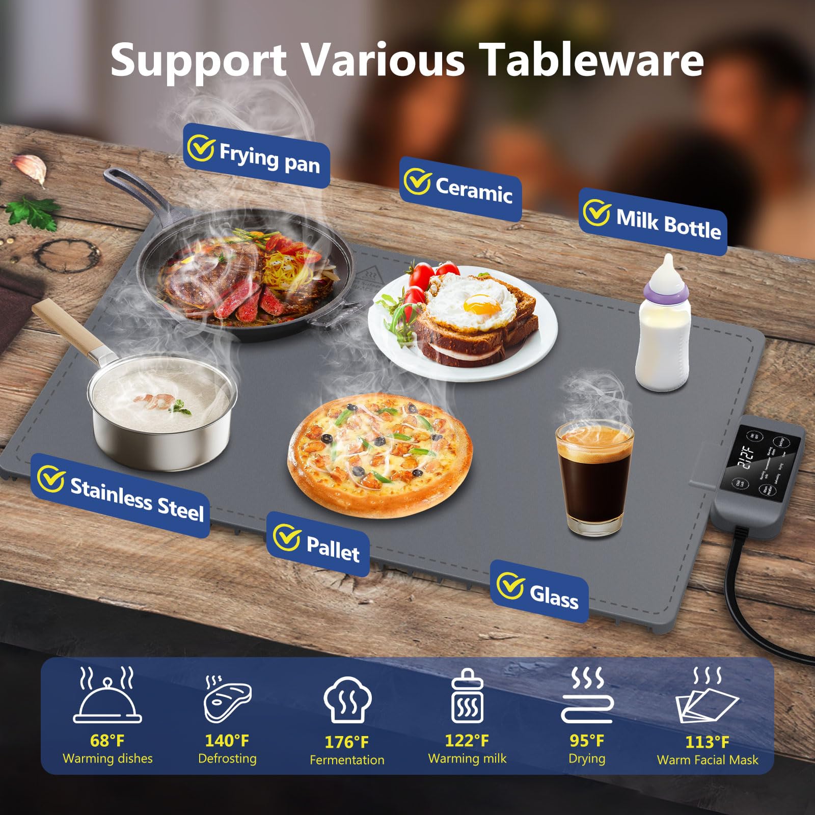 Valoidea non-slip base stabilizes the mat on counters.