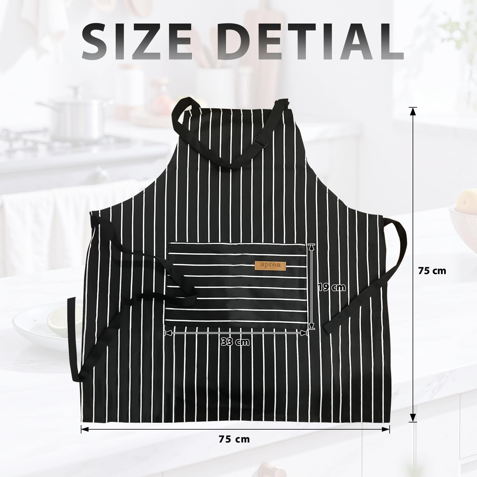 VALOME adjustable-neck, unisex apron offers a comfortable fit for all sizes.
